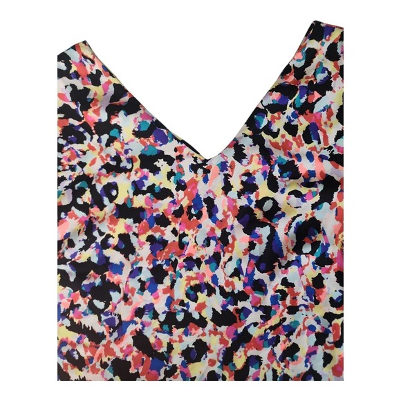 Metaphor Sheer Blouse Women L Pink Multicolor Floral Semi-Sheer Short Sleeve Top - Picture 2 of 14